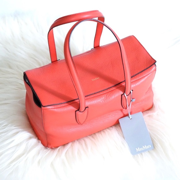 coral leather handbag
