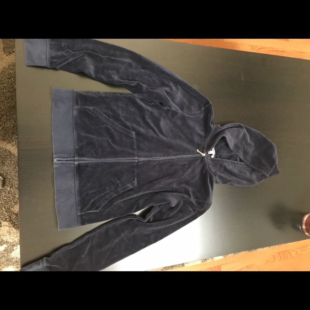 Dark Navy Juicy Couture Velour Zip Up Hoodie