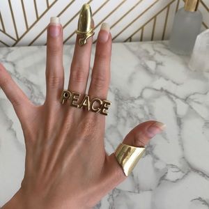 5 piece gold ring bundle Hippie Peace Glam Love