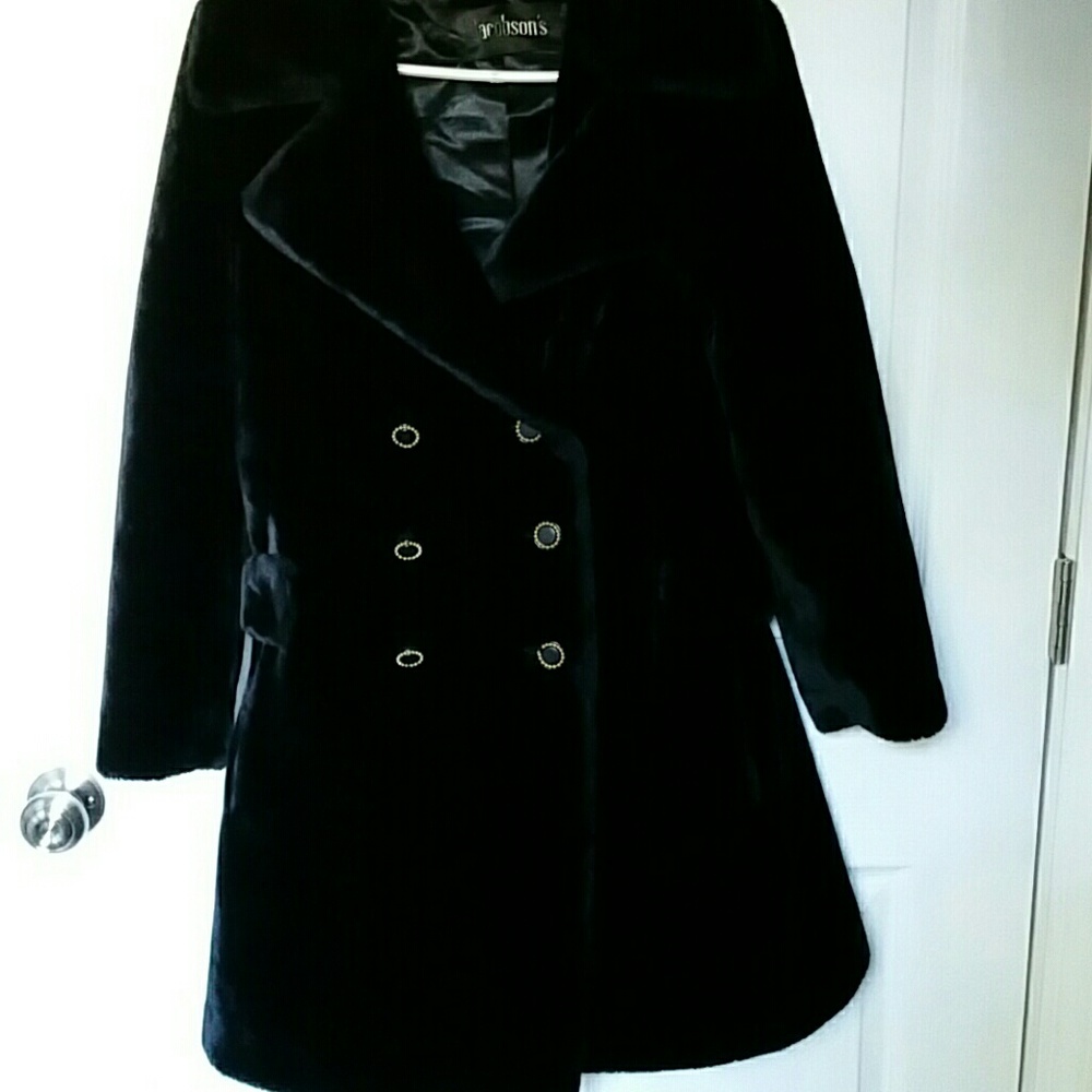 Black faux fur coat