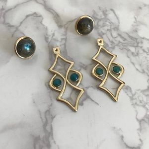 Labradorite Earrings Unique Backing