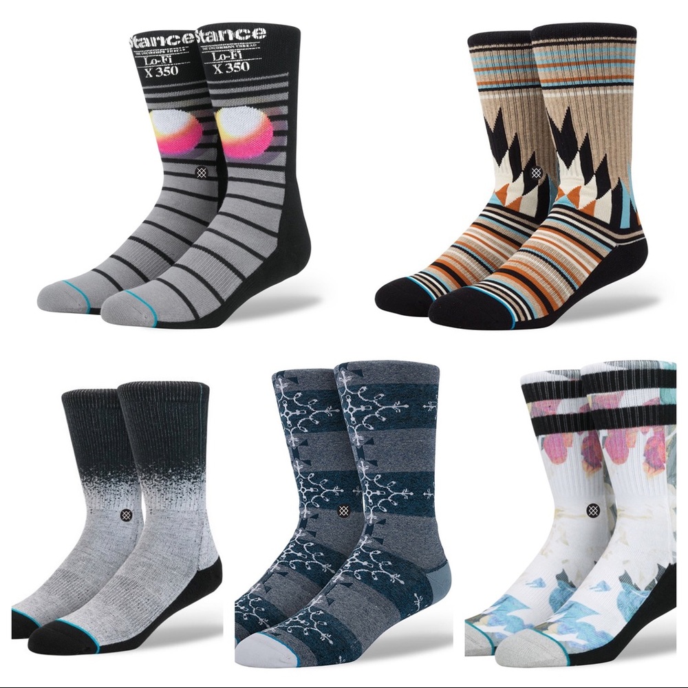 5 Pairs Mens Boys Medium Stance Socks Crew $72 Hot