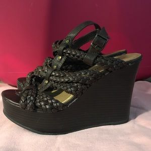 Madden Girl Brown Leather Wedges