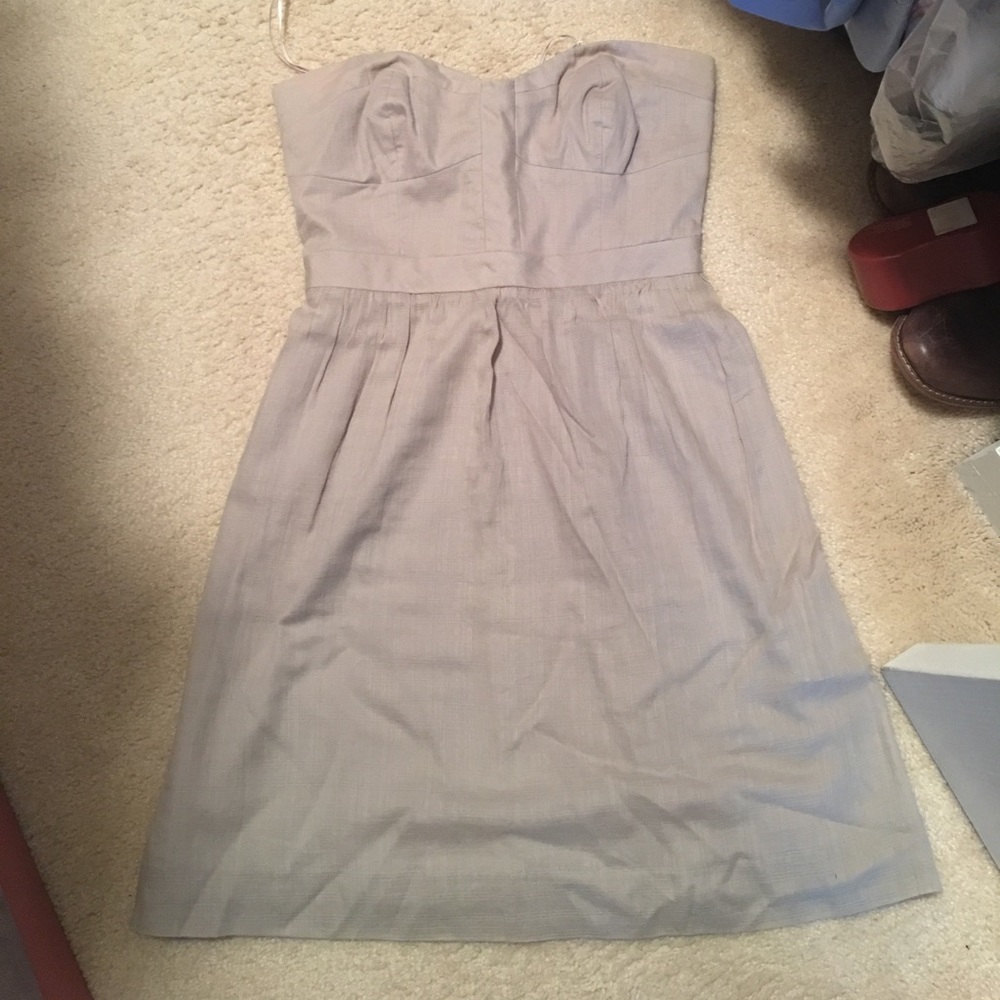 Gray strapless dress by J. Crew
