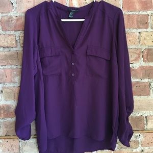 Forever 21 Purple Long Sleeve Blouse