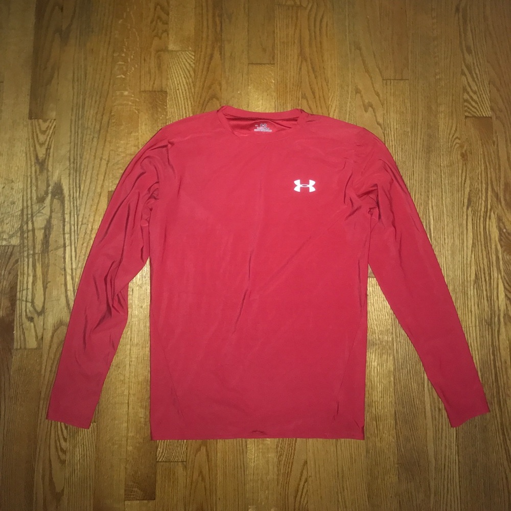 men's long sleeve red compression shirt