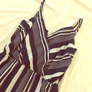 Blue and white striped dress