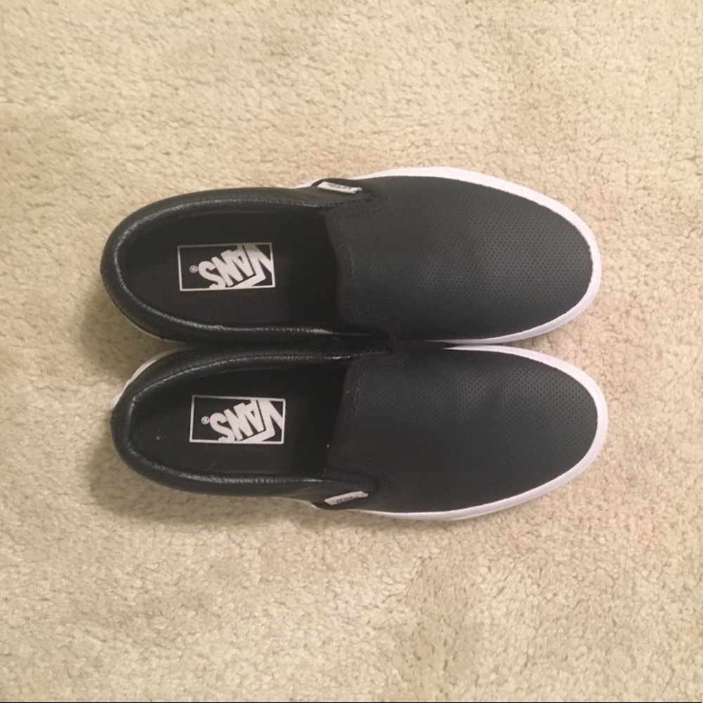NWOT Black Perforated Leather Vans