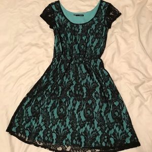 NWOT- Maurices black and mint lace dress