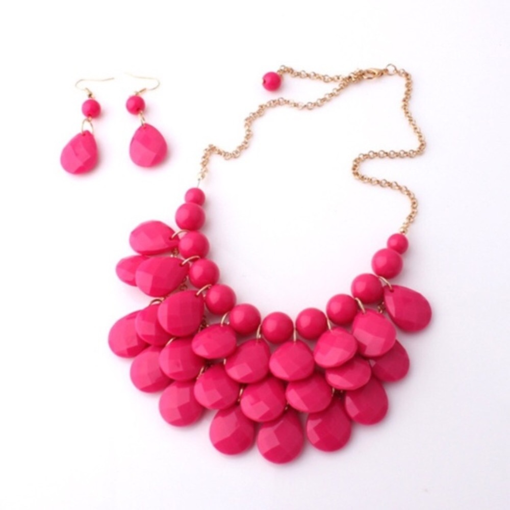 Raspberry Necklace and Earring set