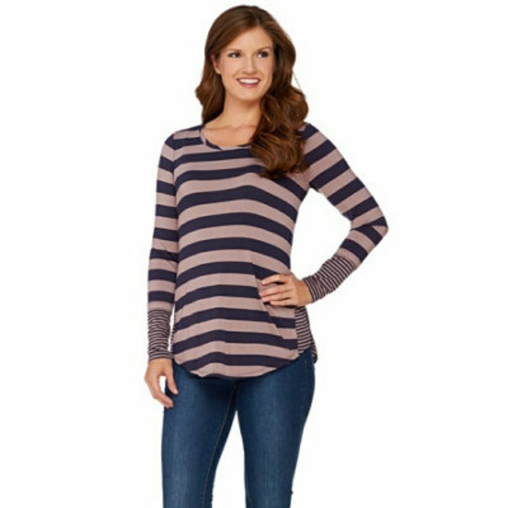 LOGO by Lori Goldstein Knit Stripe Top