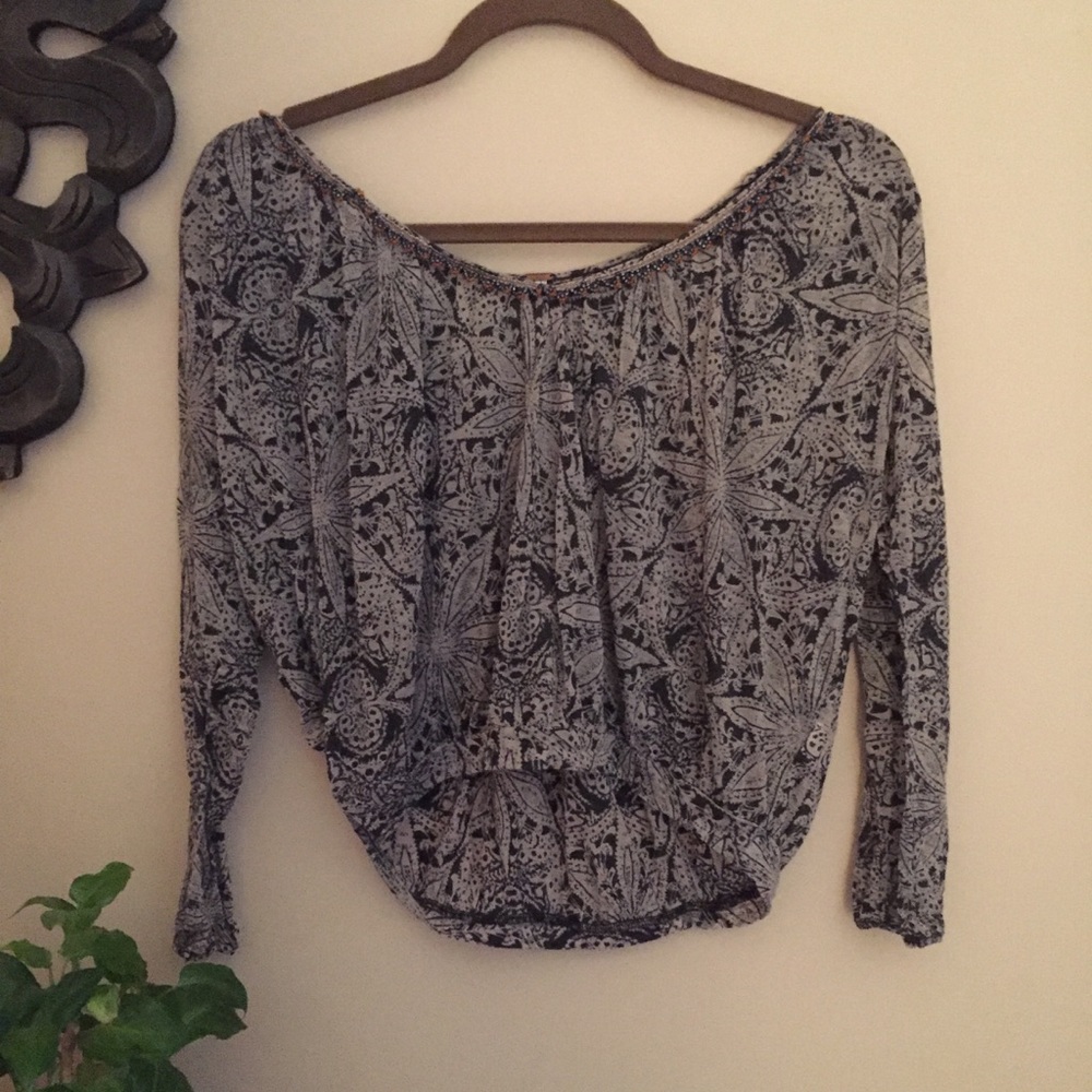 Free People Top Beaded Neckline