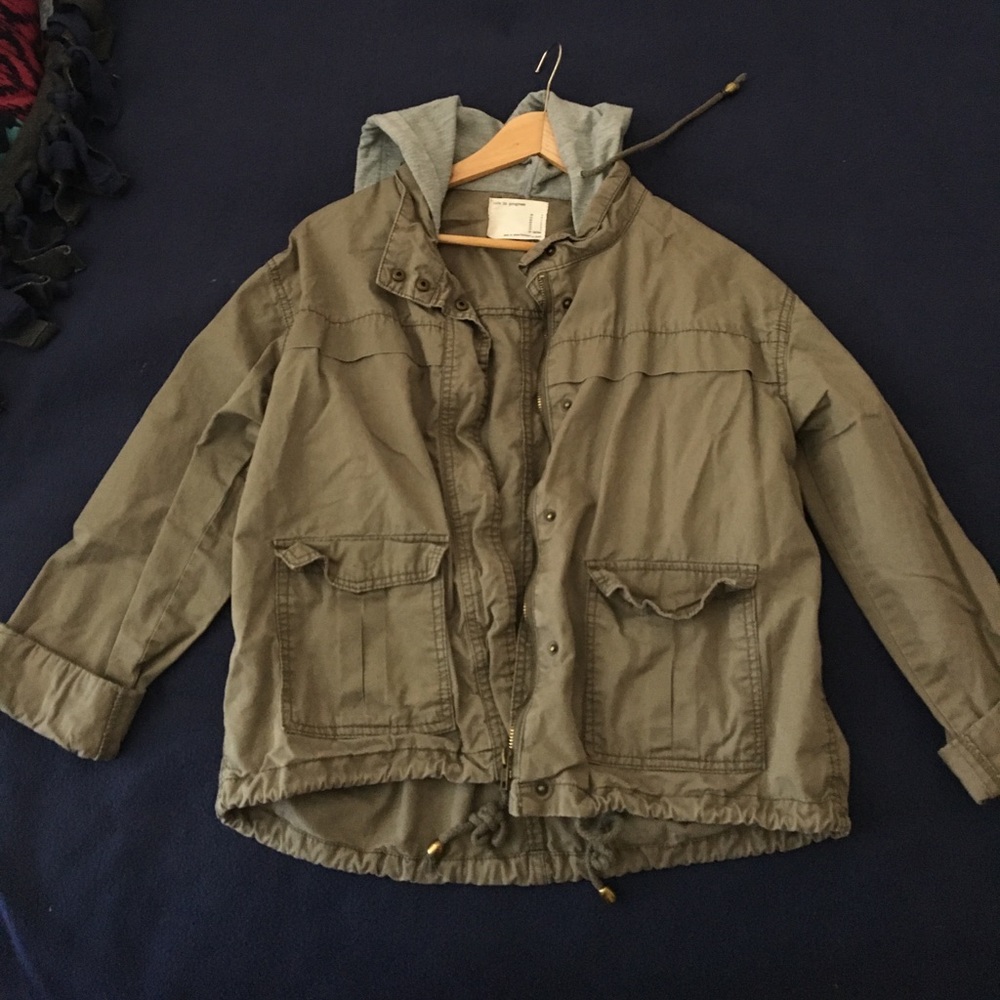 Olive green Utility jacket with hood