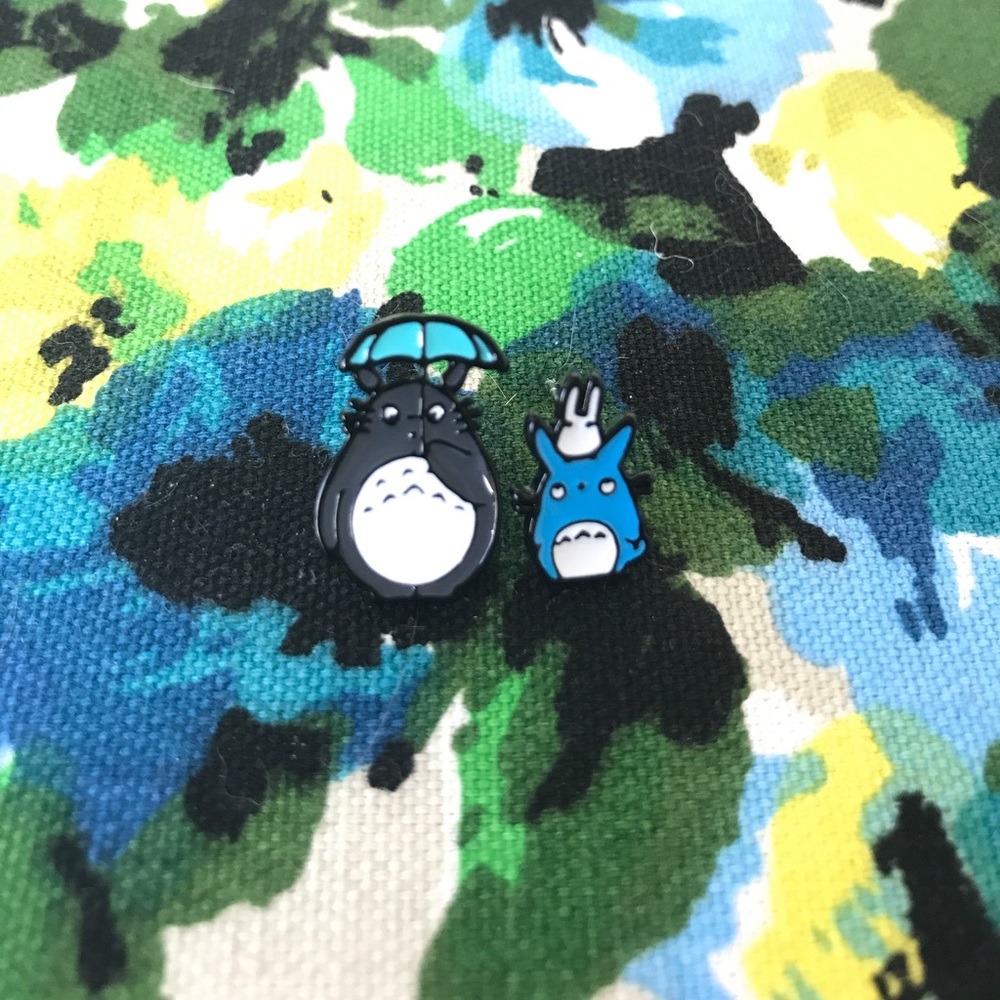 Totoro earrings - asymmetrical or matching pair!