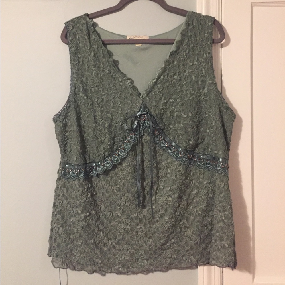 Teal Fancy Lace Tank Top