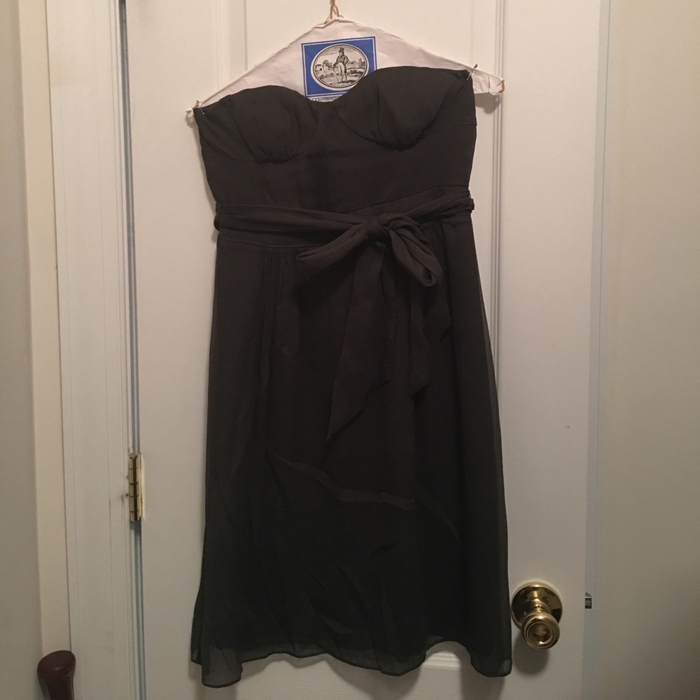 Strapless dress with sash in dark gray by J. Crew