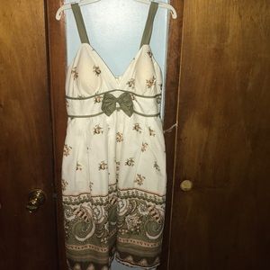 White and olive green sun dress