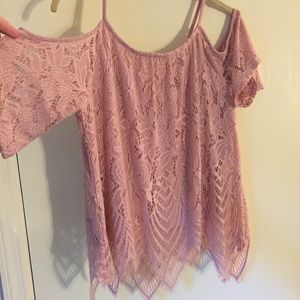 Pink Lace Cold Shoulder Top from Francesca's