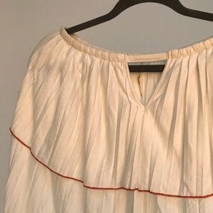 Free People Flowy White Tube Top with Red Trim