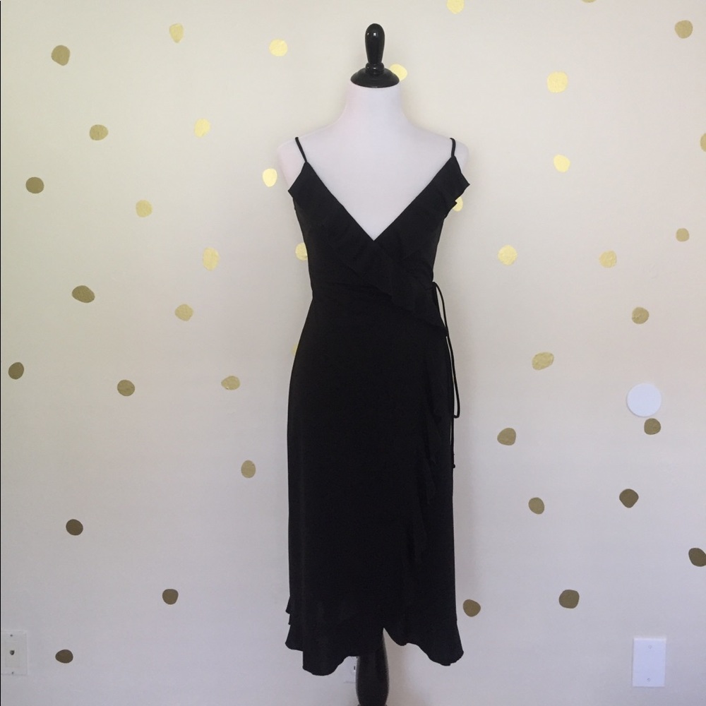 Express Black Ruffle Wrap Dress