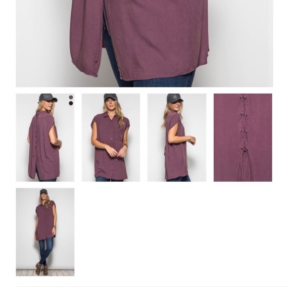 Collar Tee with Lace up back - Picture 2 of 2