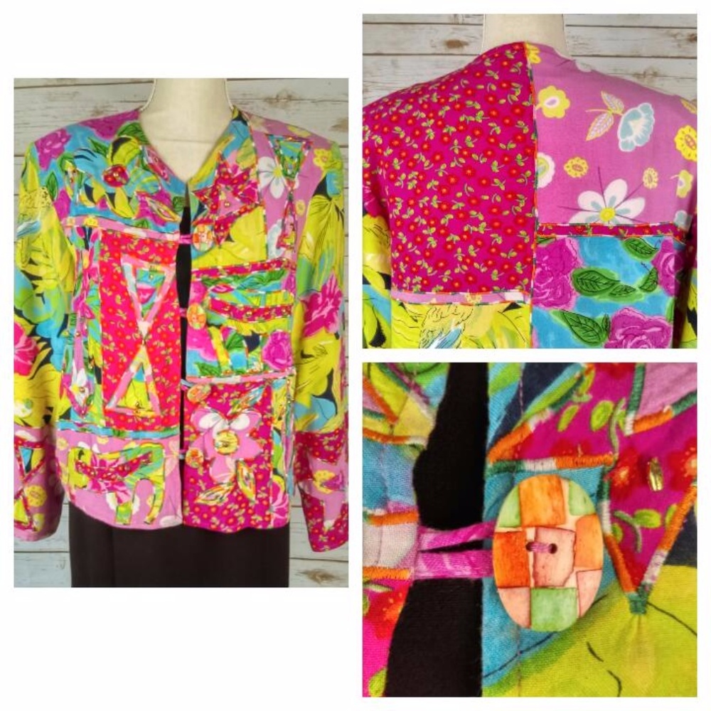 Vintage Boho Patch Work Sandy Starkman jacket M