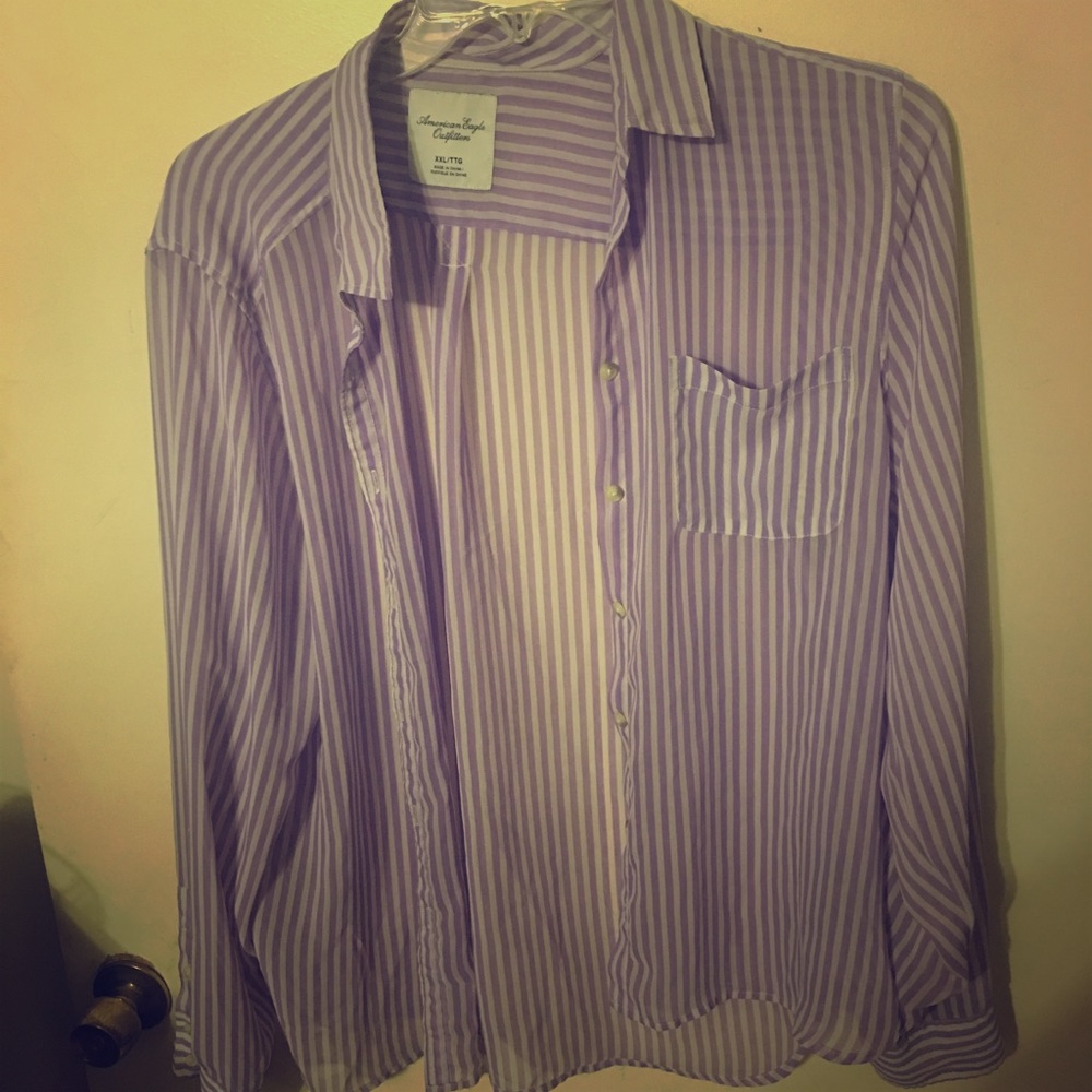 Purple stripped button up blouse