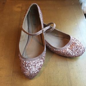 Pink Sequin Mary Jane Ballet Flats