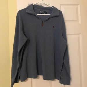 Men's Blue Quarter Zip Sweater. Size L.