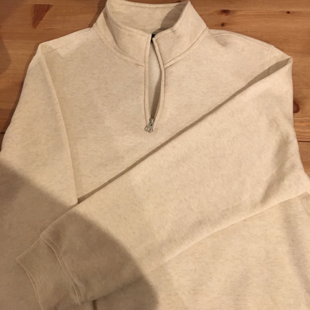 Cream men's 3/4 zip fleece sweatshirt