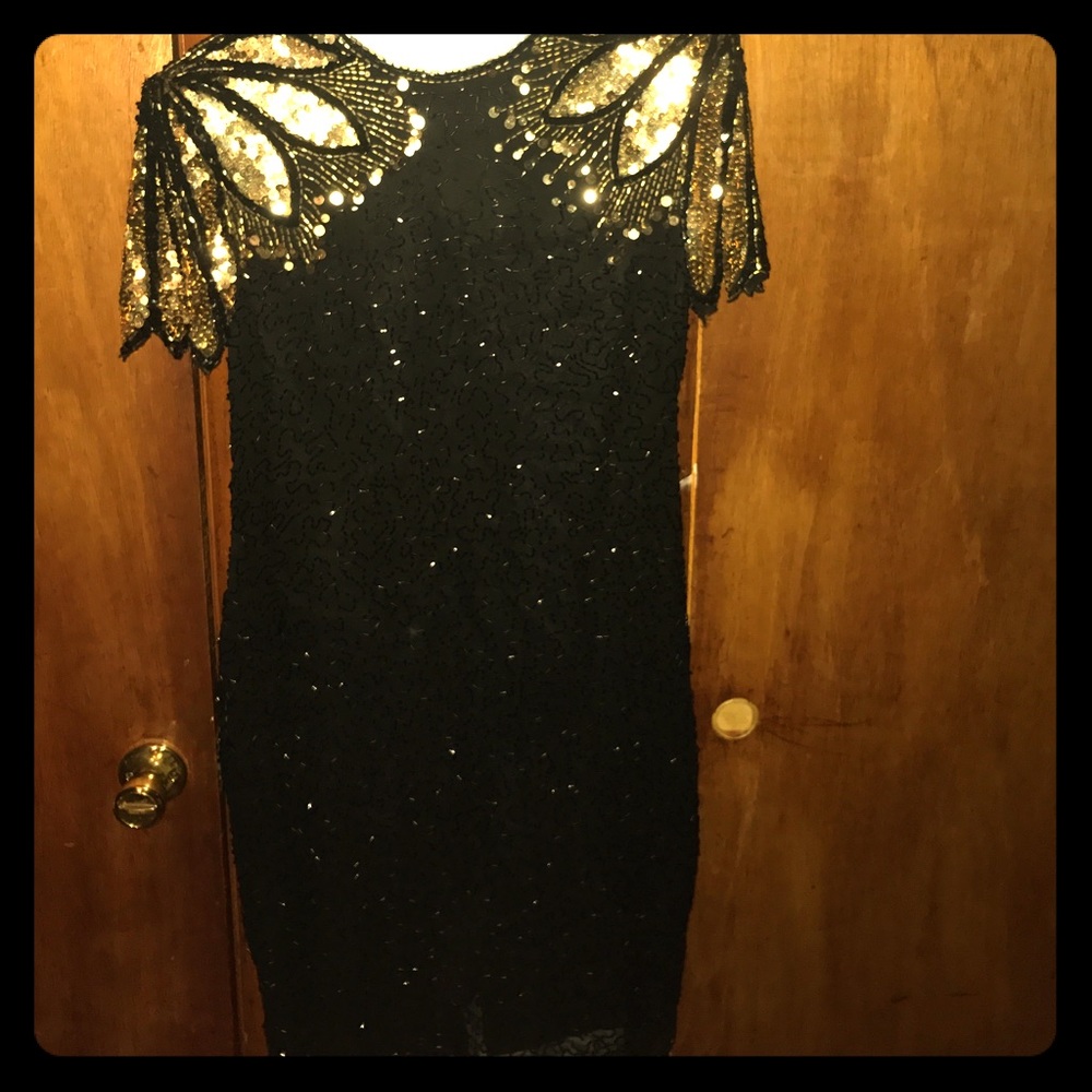 Vintage black and gold dress