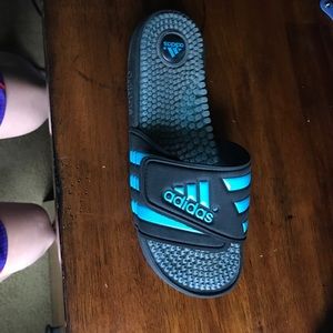 Blue Adidas Slides.