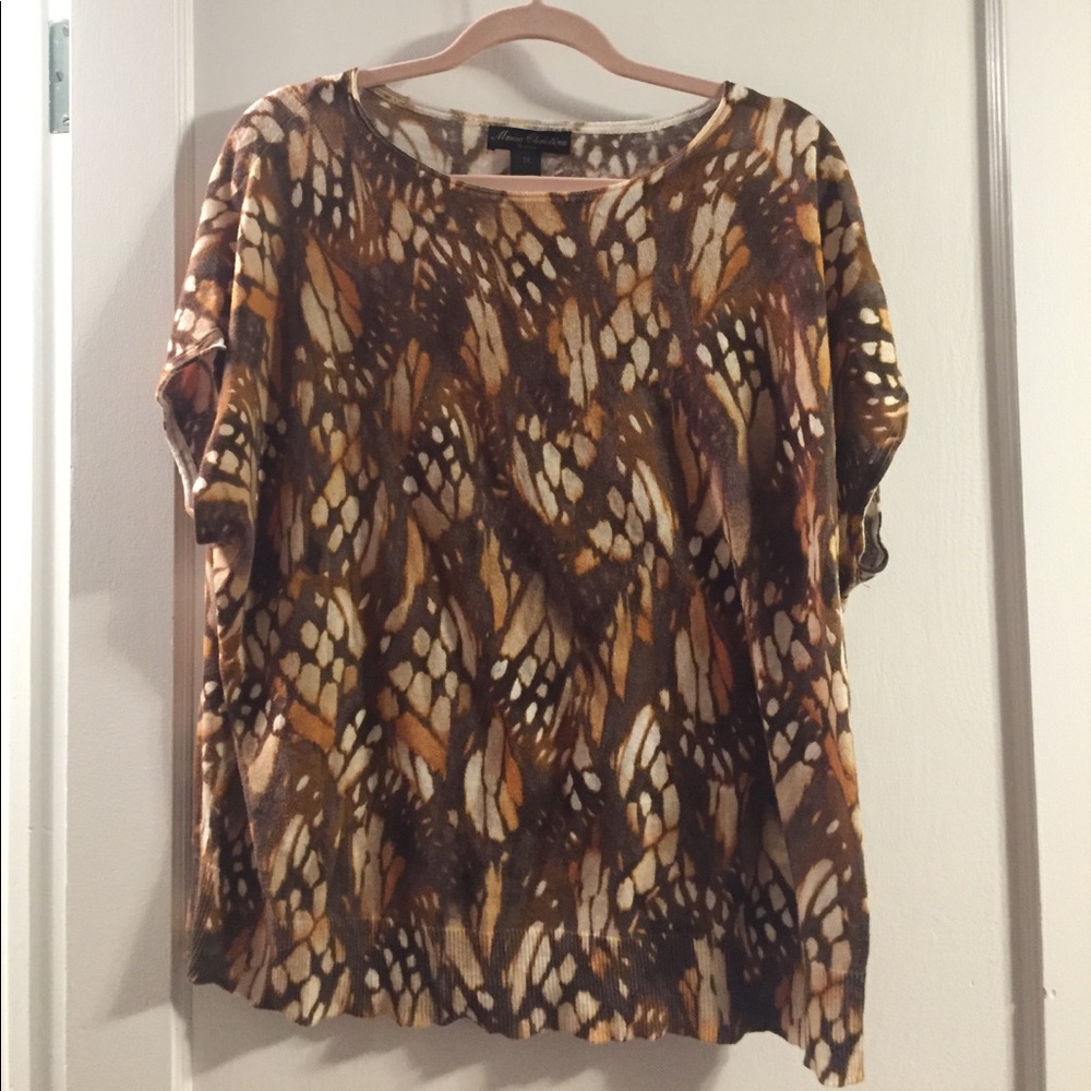 Patterned 1X Top Brown/Cream