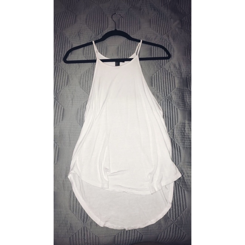 Lose fitting white halter tank top