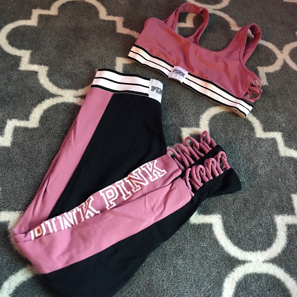 VS Pink sports bra + leggings combo