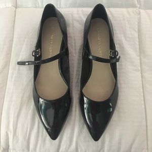 Franco Sarto black patent flats