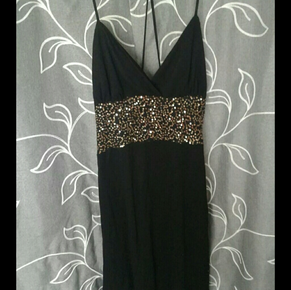 Sexy Black Dress w/Gold Accent