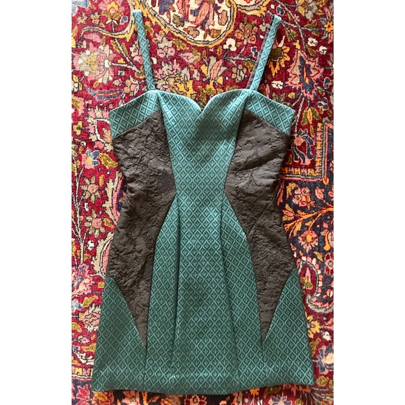 All Saints "Aura" Emerald & Black Silky Dress - Picture 2 of 4