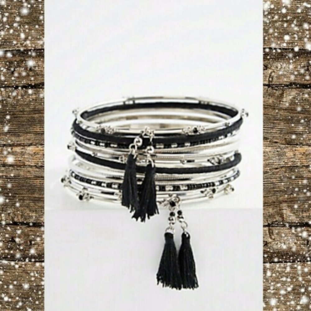 Wide Width Tassel Bangle Bracelets
