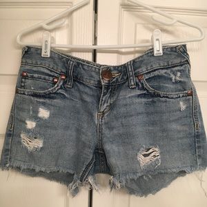 Free People Distressed Denim Cut-Off Shorts
