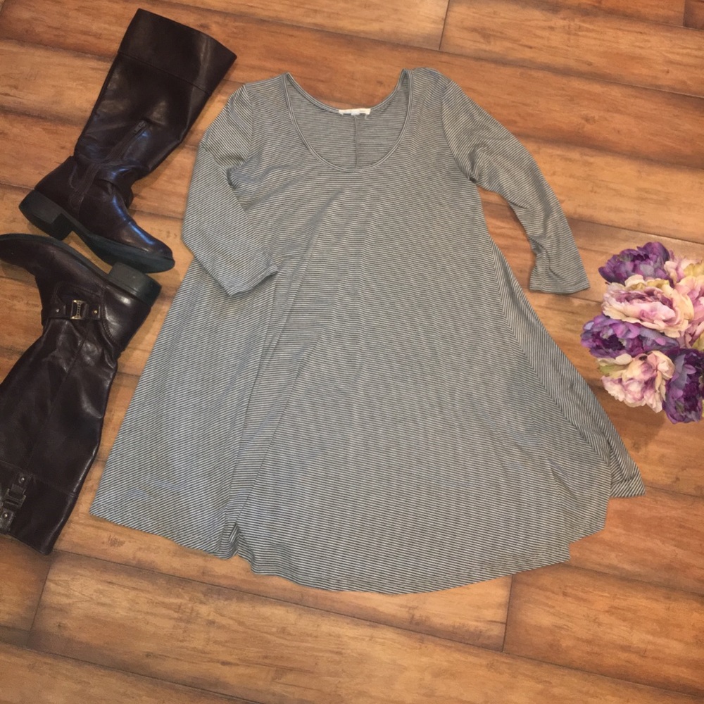 Vintage Black and Gray Striped Dress