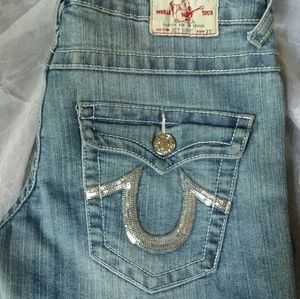 True Religion sequined straight leg soft-washed