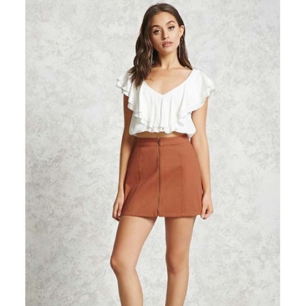 Forever 21 Zip Front Denim Mini Skirt