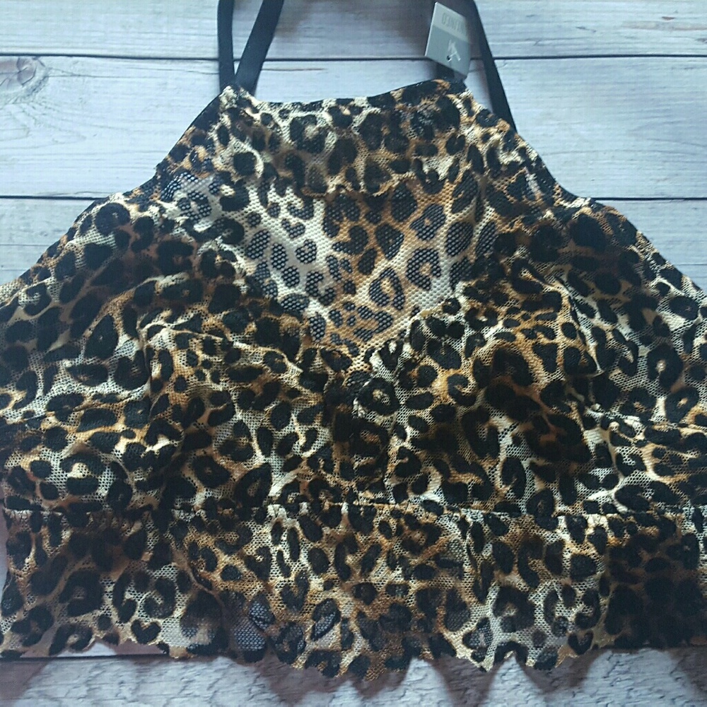 NWT Pink Leopard Lace Bralette Size M