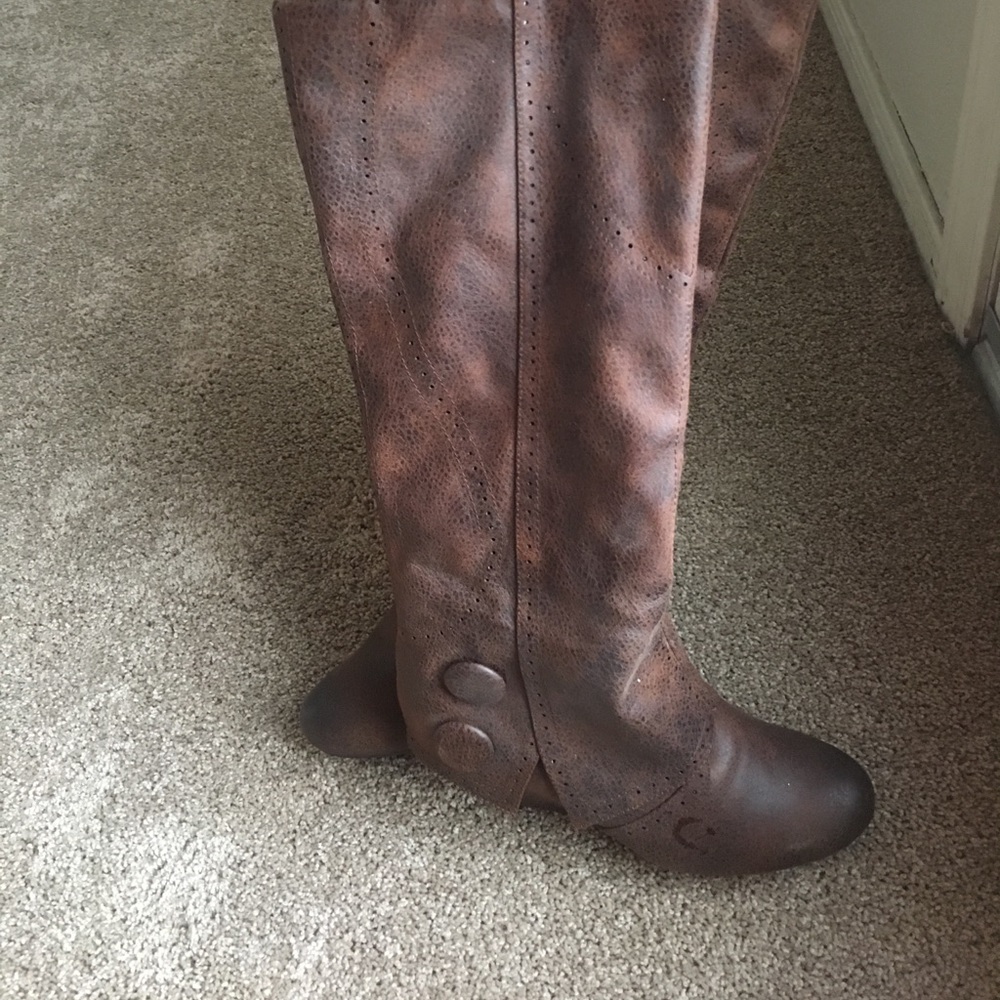 Brown leather boots