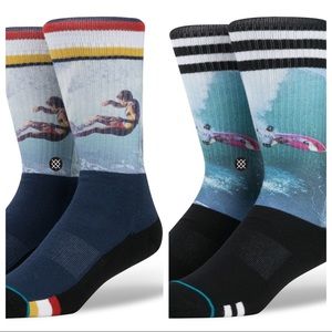 Lot 2 Pair Mens Stance Large 9-12 Socks Crew Surf