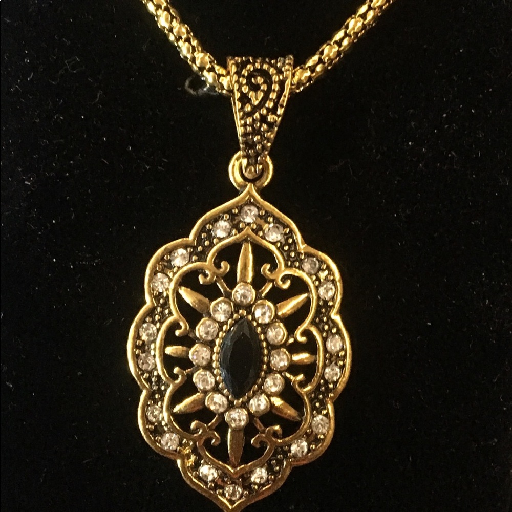 Faux Black Emerald Necklace