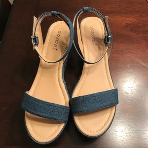 SALE - shoedazzle Denim Wedges - 10