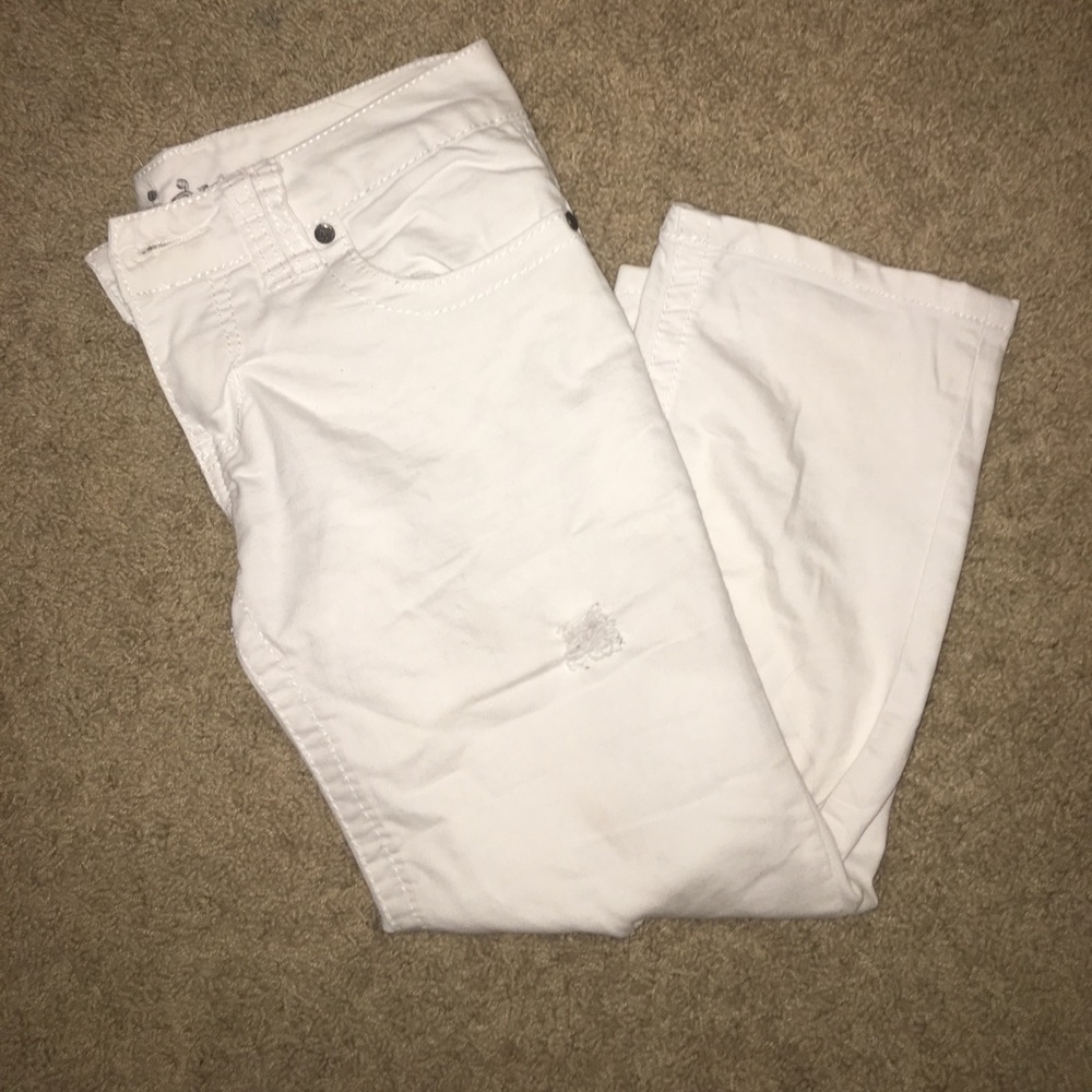 White Semi Destroyed Capris