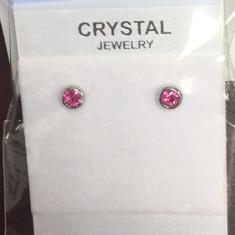Pink Crystal Stud Earrings